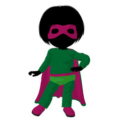 Little Super Hero Girl Illustration Silhouette