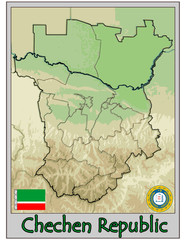 chechen republic chechnya map coat flag emblem