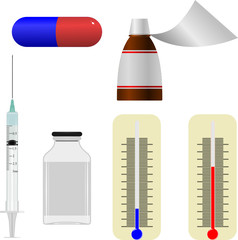 Set  of illustrations of medical  items