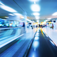 Fototapeta na wymiar moving escalator in airport