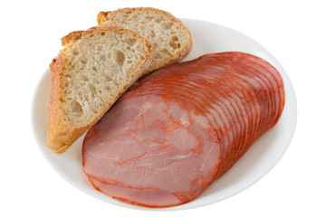 ham with bread on the plate