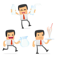 set of funny cartoon manager