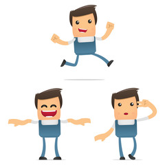 set of funny cartoon mechanic