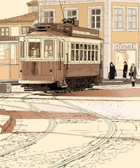 Poster typische tram in Porto - Portugal © Isaxar
