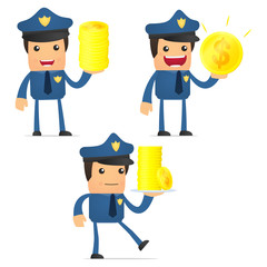 set of funny cartoon policeman