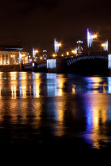 Vertical view of Palace Bridge in St. Petersburg, Russia