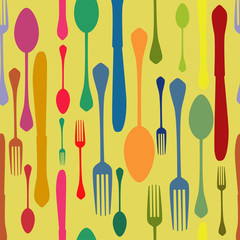 knife, fork and spoon seamless pattern