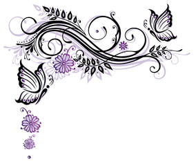 Ranke, flora, Blumen, Blüten, Schmetterling, lila, violett © christine krahl