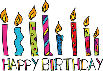 happy birthday candles. vector illustration