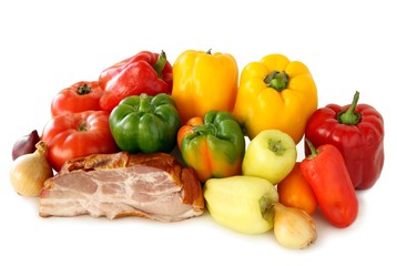 vegetable,fruits and bacon for cooking