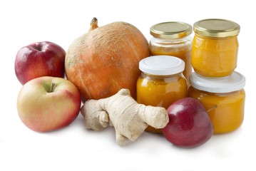 pumpkin,apples,ginger and cooking jams