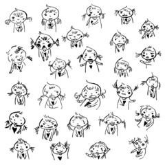 Little girl with different facial expression