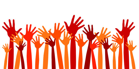 Many happy hands vector.