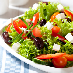Vegetable salad with feta and kalamata olives