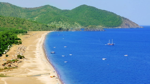 mediterranean beach from high angle Olympos, Antalya, Turkey