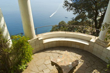 Beautiful terrace overlooking the bay of Naples in Capri Italy