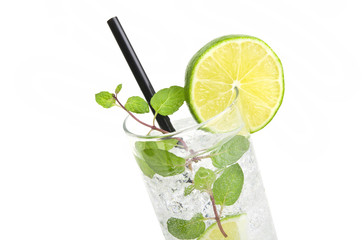 Mojito cocktail on a white