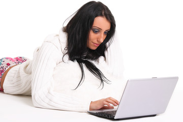 beautiful young girl with laptop