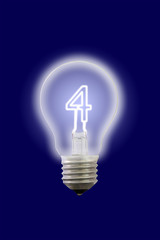Four number glow inner electric lamp.