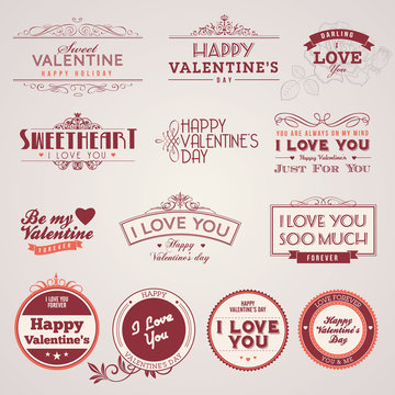 Set of vintage vector Valentine's day labels