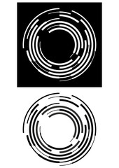 Abstract black and white broken circles