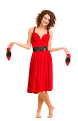 woman in red dress isolated