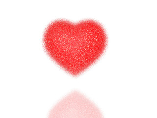 Red heart of the small pieces on  white a background