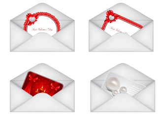 vector set of decorative Saint Valentine's envelopes with hearts