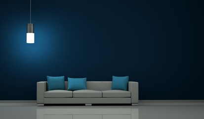 Wohndesign - Sofa vor blauer Wand © virtua73