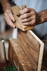 hands of a carpenter, close up
