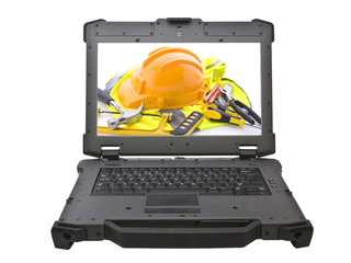 Ruggedized laptop with building tools on screen