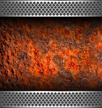 Background With Rusted Metal Texture, Vector.