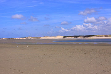 seascape and beach at low tide on the coast of opal in France
