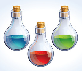 Vector set of three bottles with poison