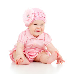 Little cute baby-girl  in pink dress isolated