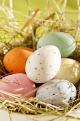 Easter chocolate eggs in the nest