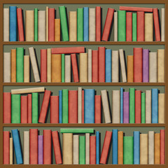 An Illustration of Books on Shelf - obrazy, fototapety, plakaty