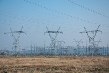 Pylon and transmission power lines