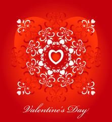 red heart with decorative pattern and curl