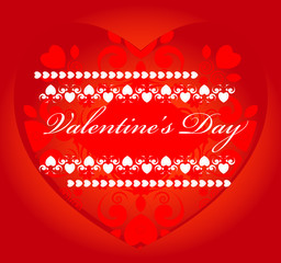 red heart with decorative pattern and curl