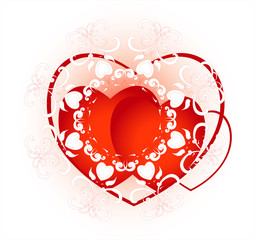 red heart with decorative  pattern and curl