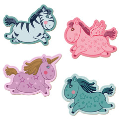 Set of Magic Horses and Unicorns - for scrapbook and design in v