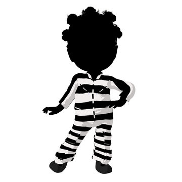 Little African American Criminal Girl Illustration