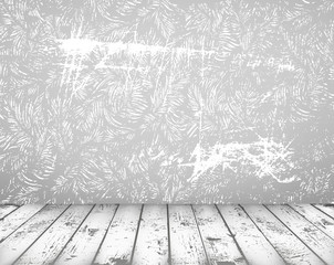Vector grunge vintage interior with shabby wall and wooden floor