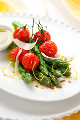 green asparagus with roasted tomatoes