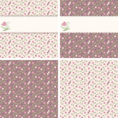 Valentine seamless patterns with hearts and roses