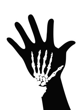 skeleton on hand