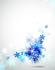 Christmas background with abstract winter snowflakes