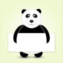 panda. cartoon bear with a white card