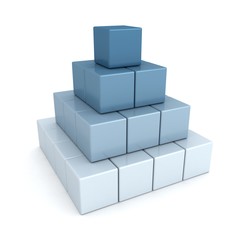 Fototapeta premium business pyramid of blue construction cubes